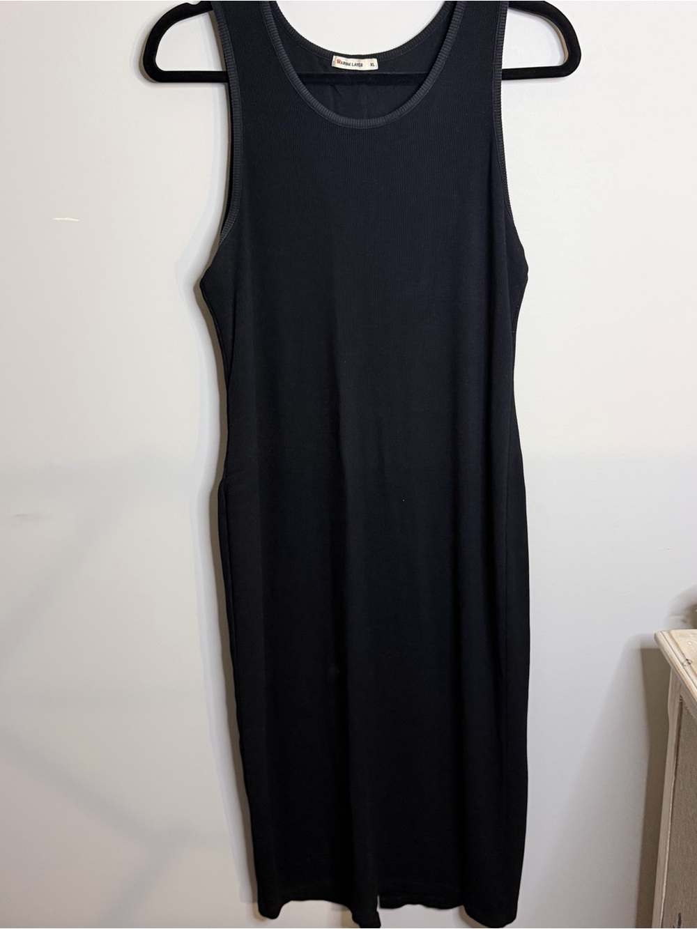 Marine Layer Black Sleeveless Ribbed Tank Midi Dress